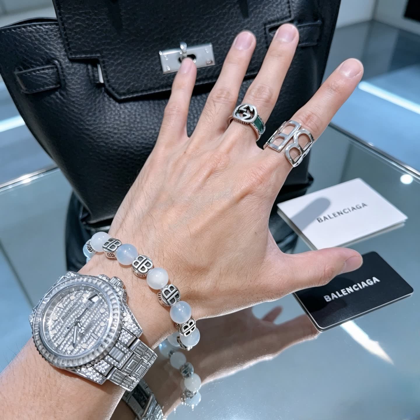 Balenciaga White Bead Bracelet