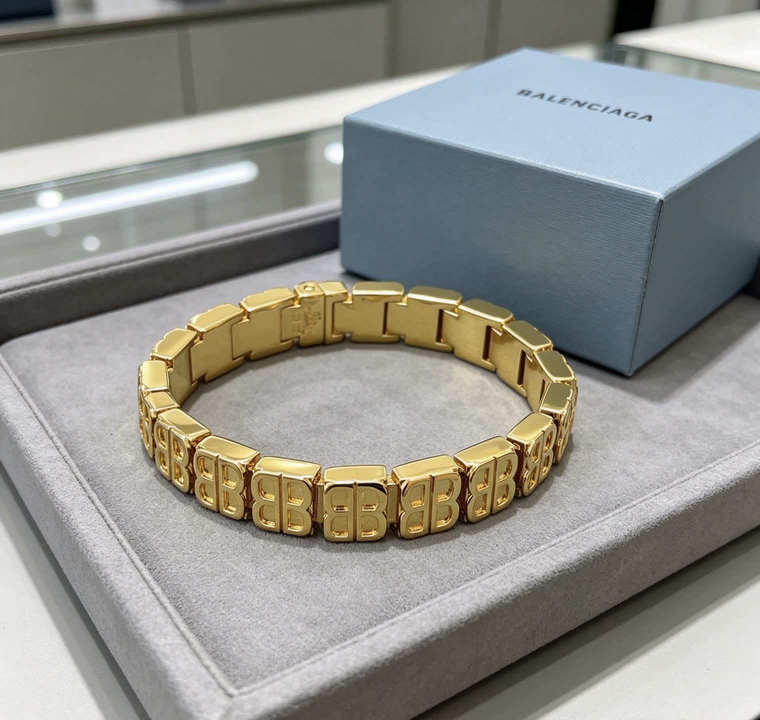 Balenciaga Gold Tone 'B' Link Bracelet Balenciaga Gold Tone 'B' Link Bracelet