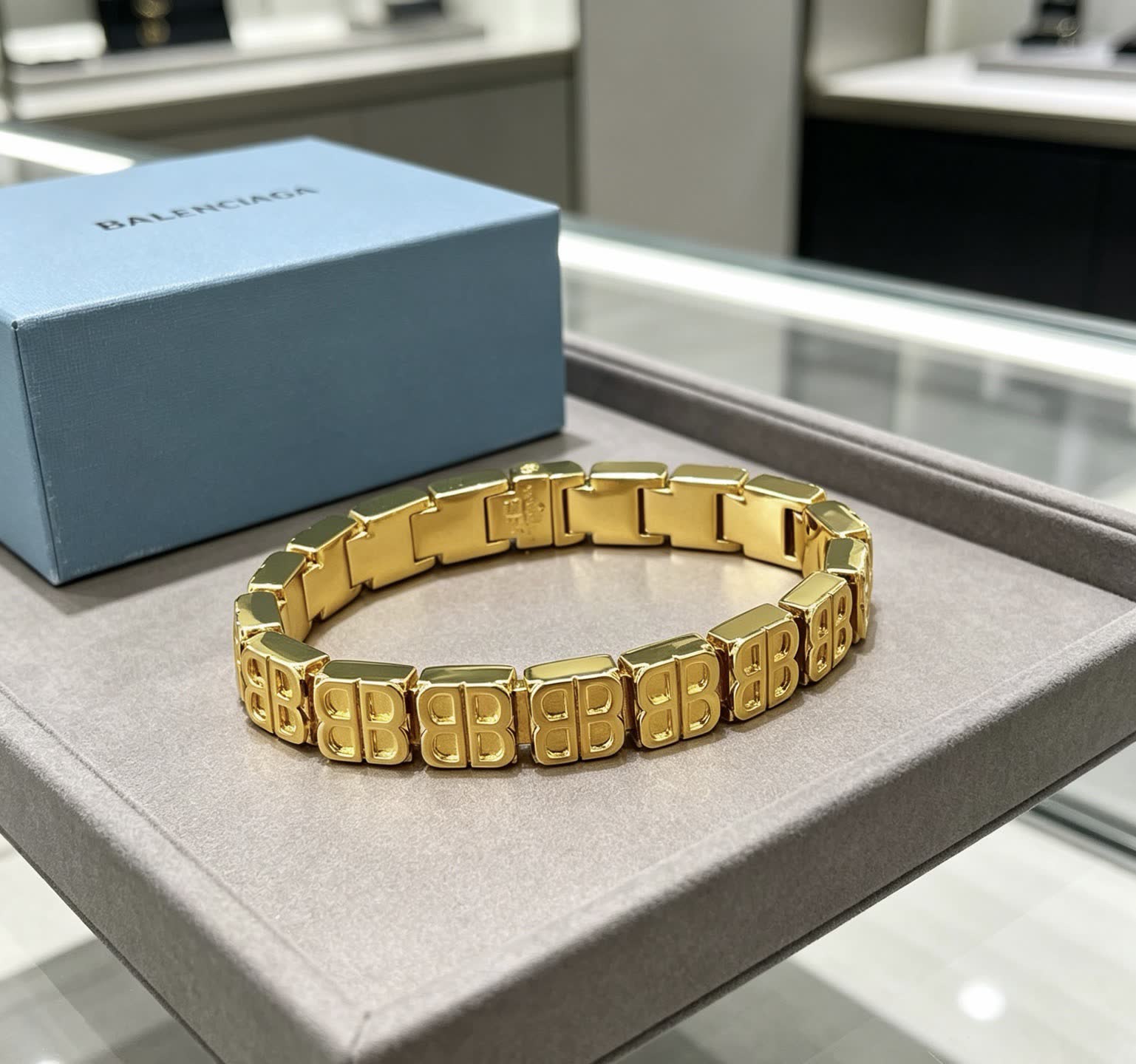 Balenciaga Gold Tone 'B' Link Bracelet