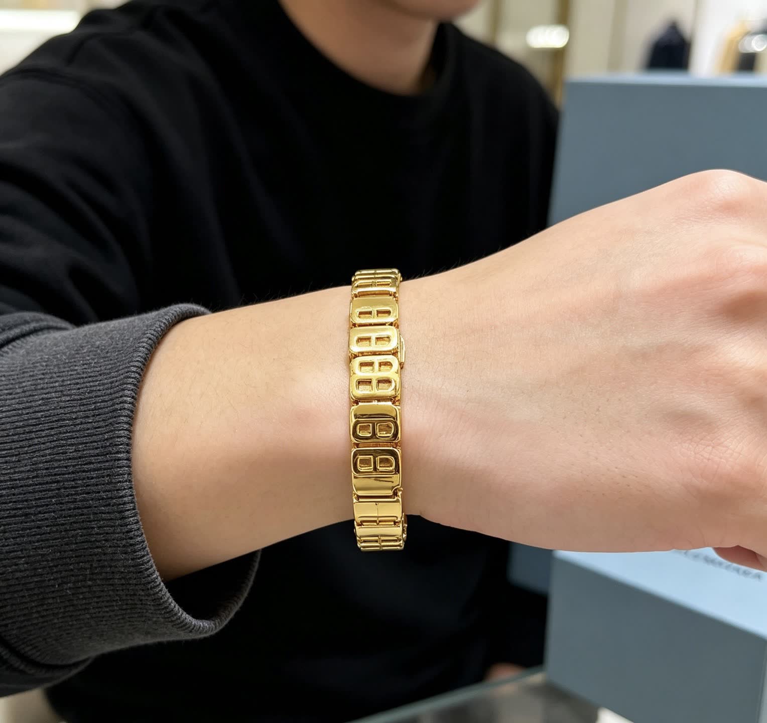 Balenciaga Gold Tone 'B' Link Bracelet