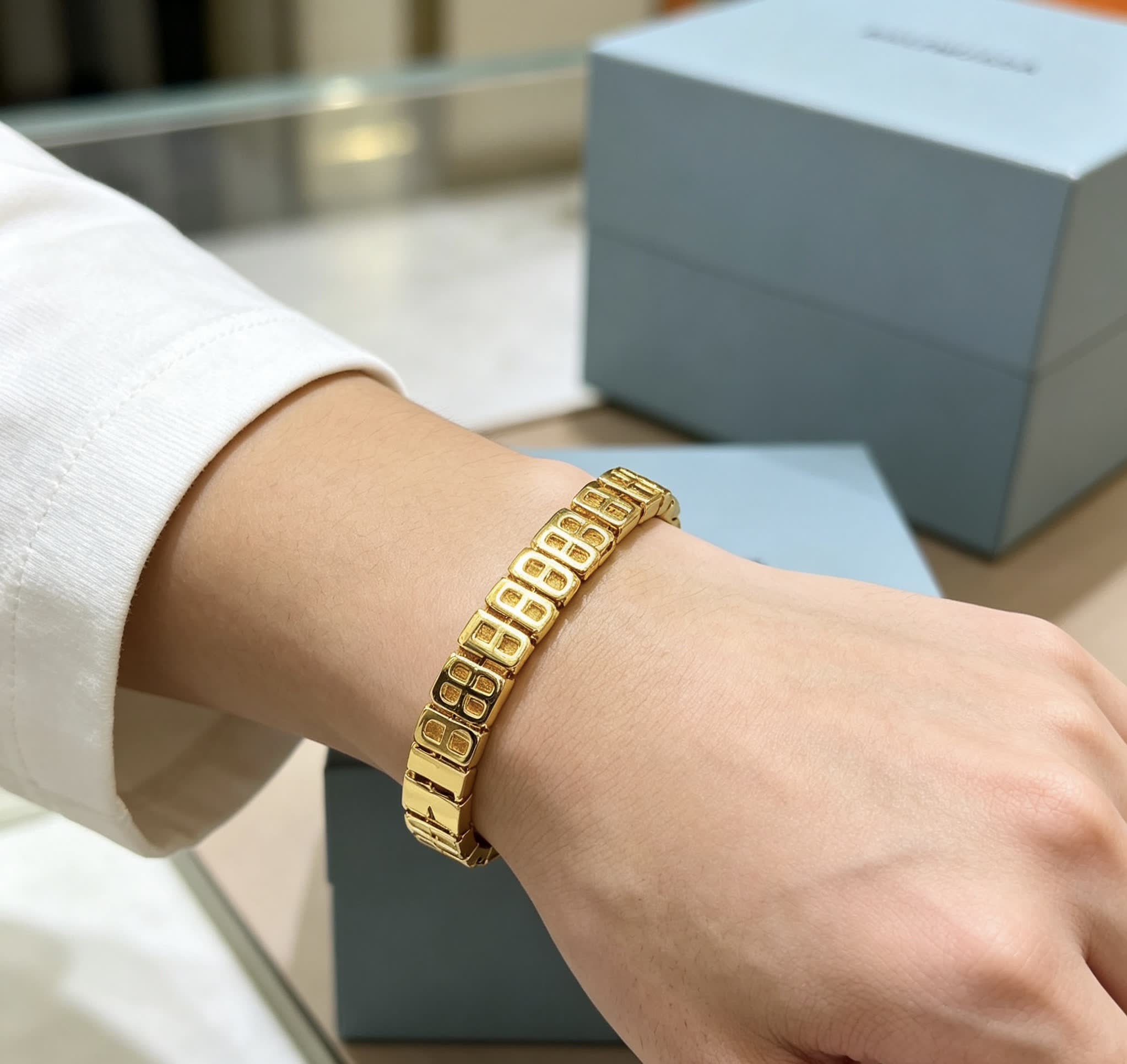 Balenciaga Gold Tone 'B' Link Bracelet