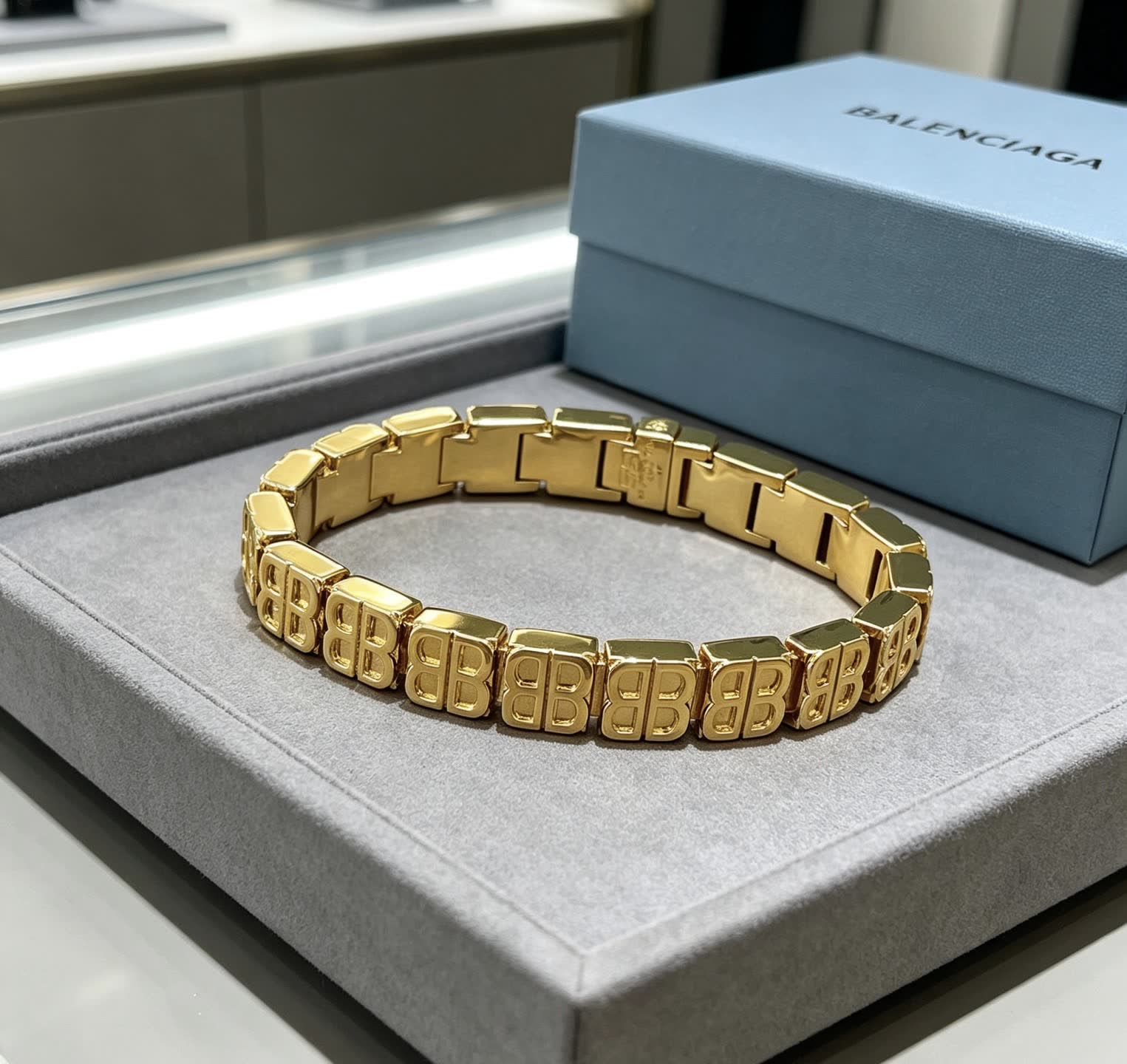 Balenciaga Gold Tone 'B' Link Bracelet