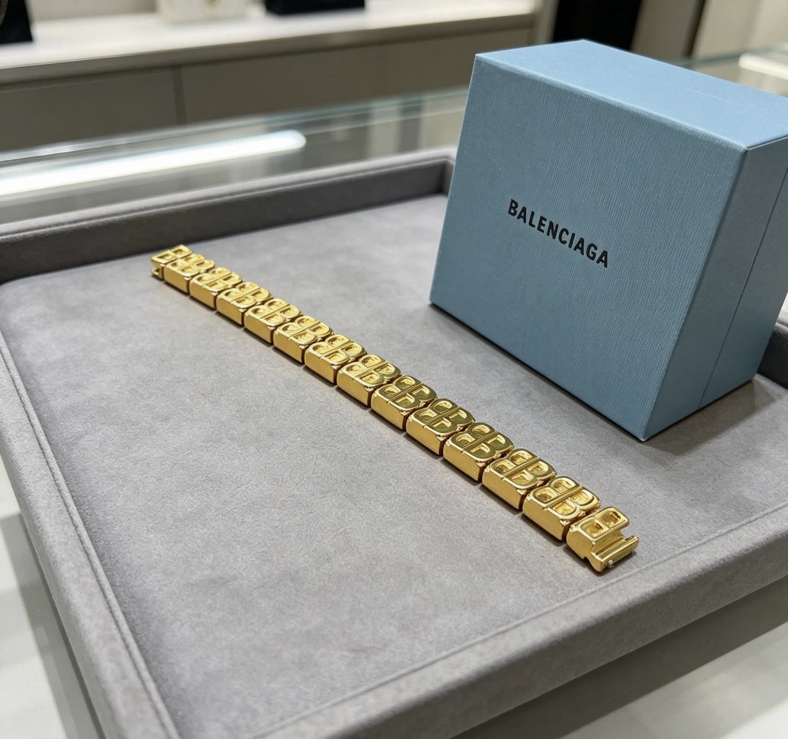 Balenciaga Gold Tone 'B' Link Bracelet