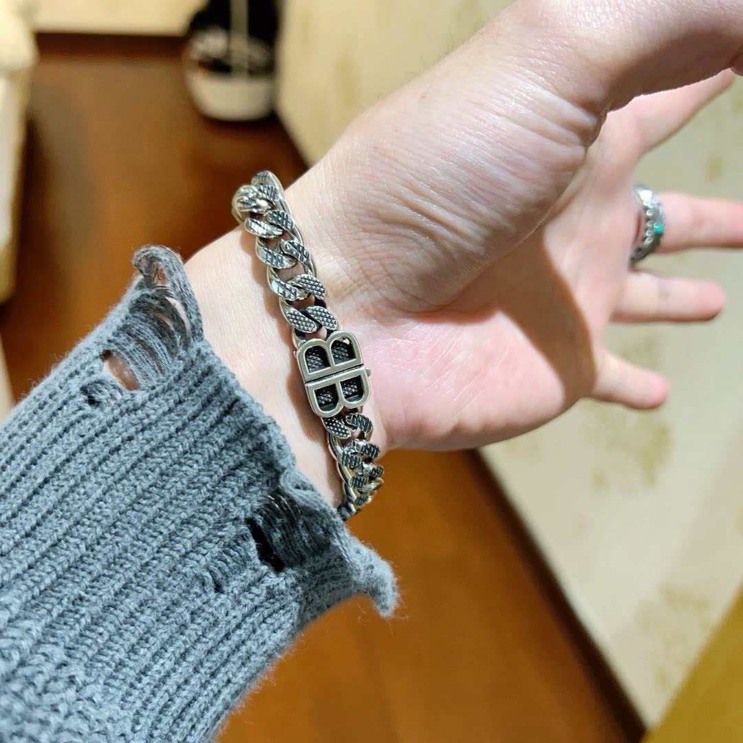Balenciaga Silver 'BB' Bracelet