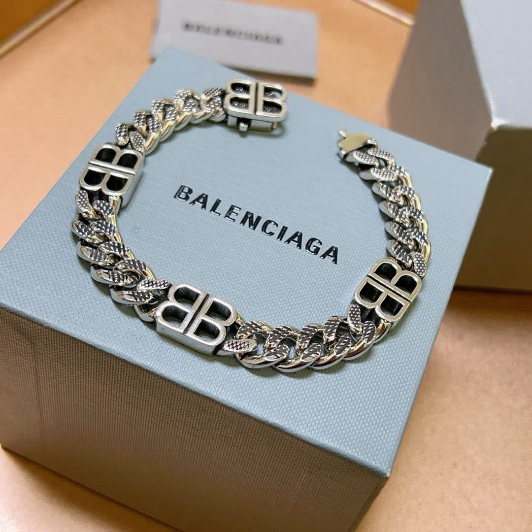 Balenciaga Silver 'BB' Bracelet