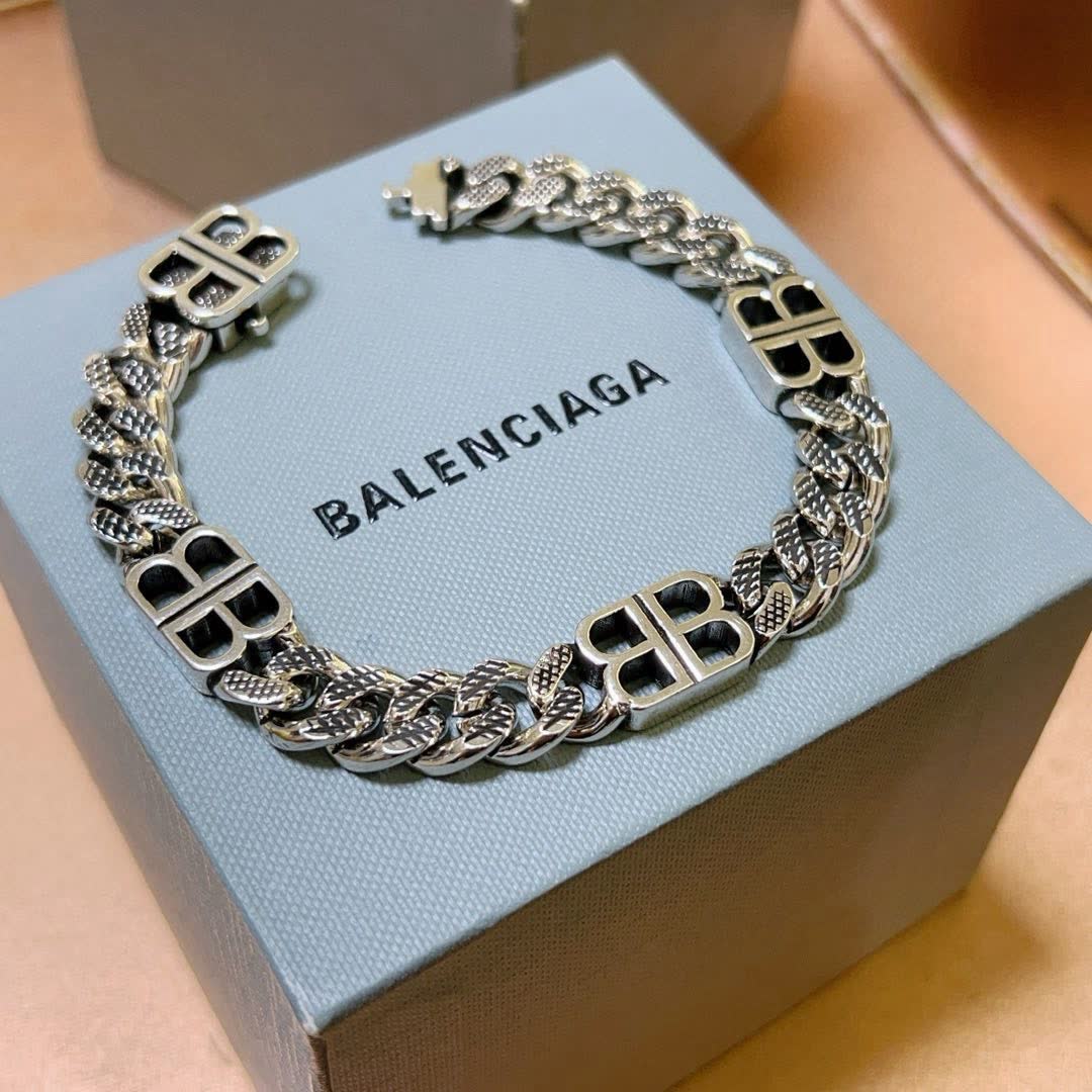 Balenciaga Silver 'BB' Bracelet