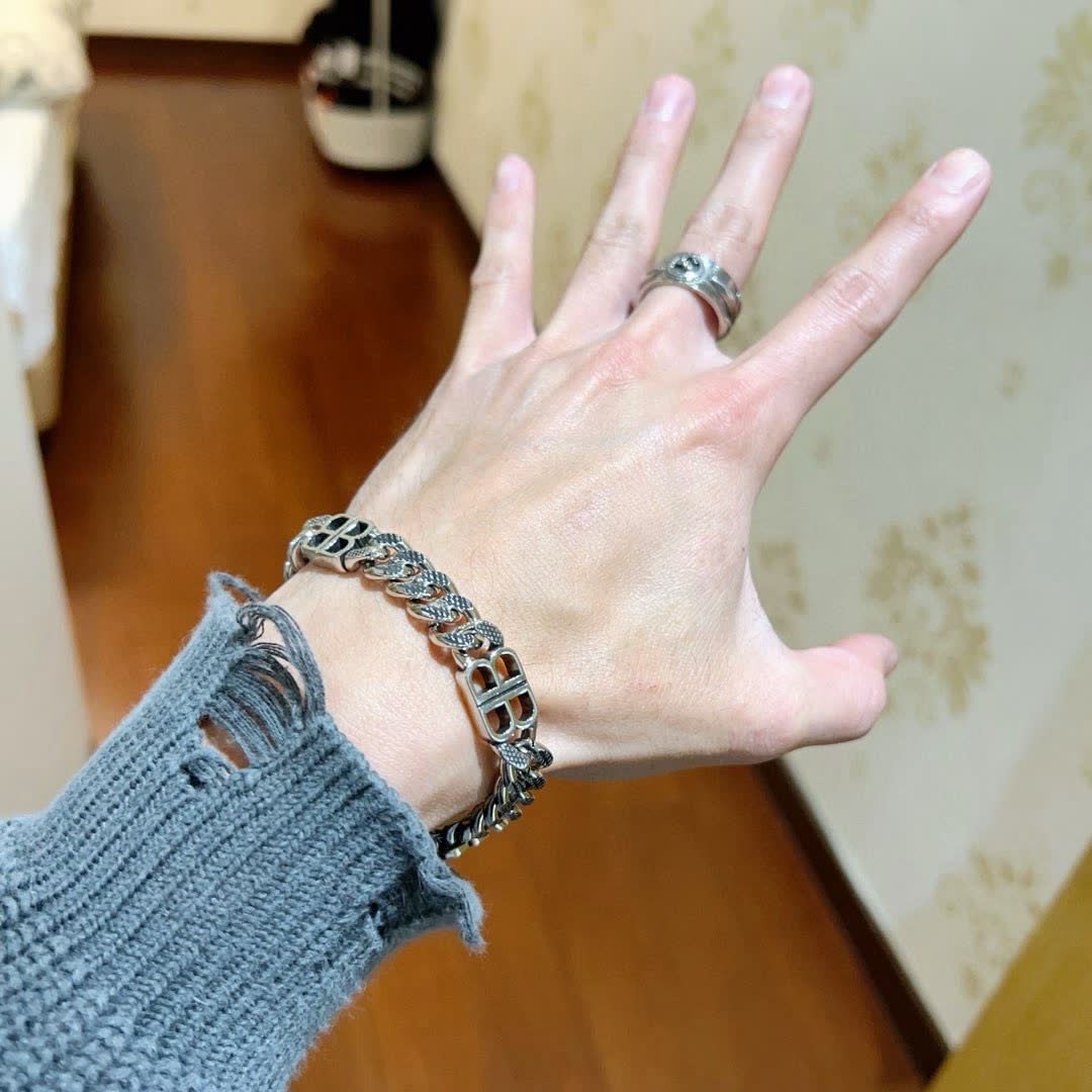 Balenciaga Silver 'BB' Bracelet