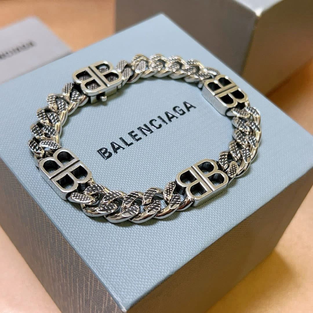 Balenciaga Silver 'BB' Bracelet