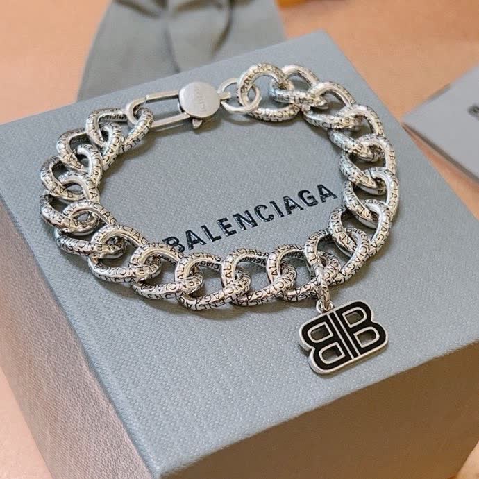 Balenciaga Silver Chain Bracelet with BB Logo
