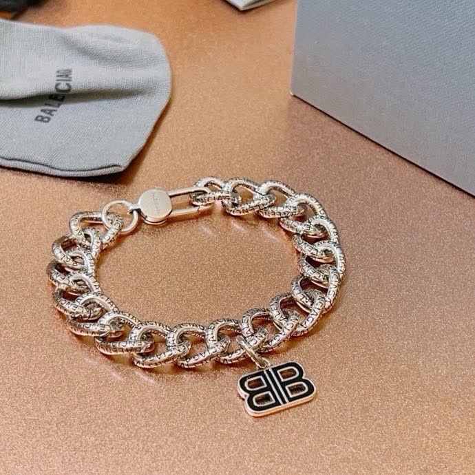 Balenciaga Silver Chain Bracelet with BB Logo