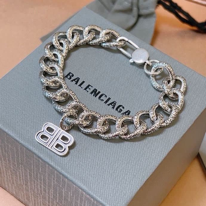 Balenciaga Silver Chain Bracelet with BB Logo