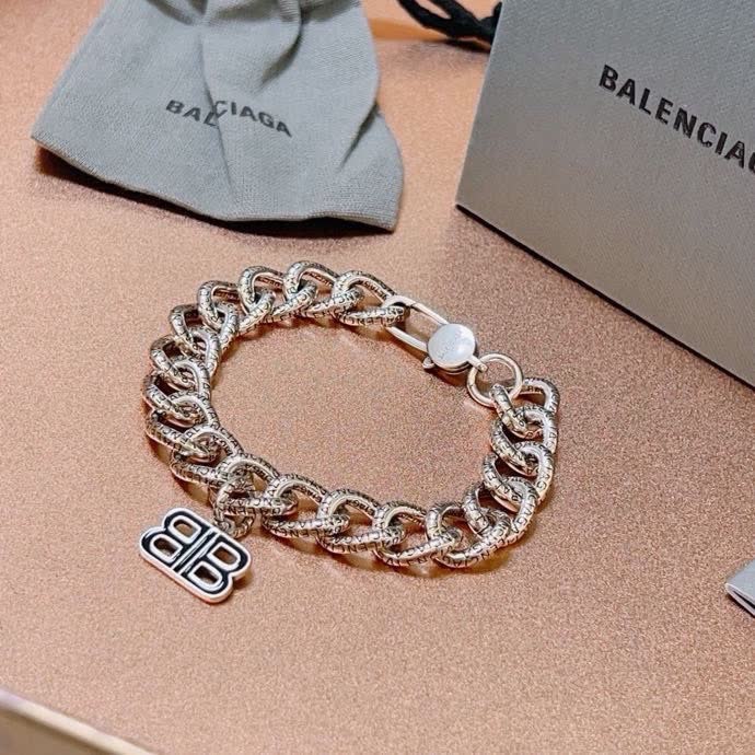 Balenciaga Silver Chain Bracelet with BB Logo