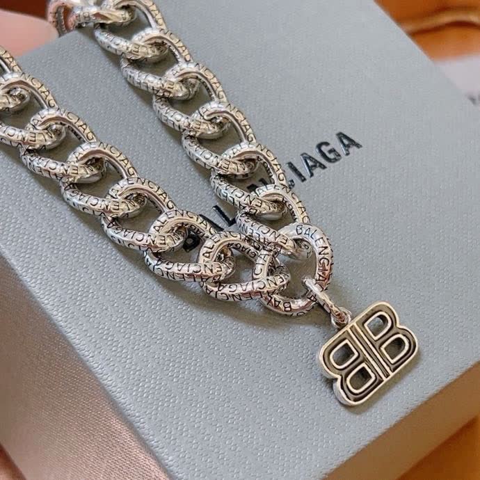 Balenciaga Silver Chain Bracelet with BB Logo