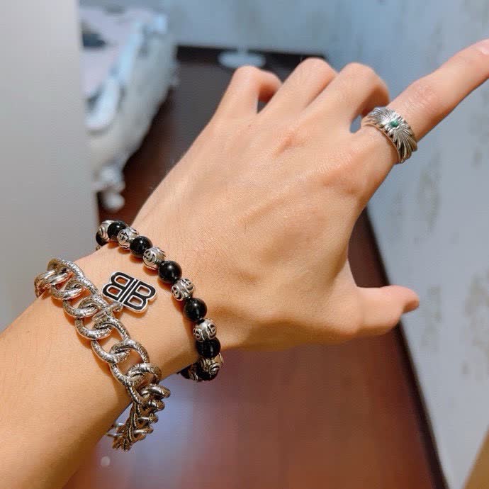 Balenciaga Silver Chain Bracelet with BB Logo