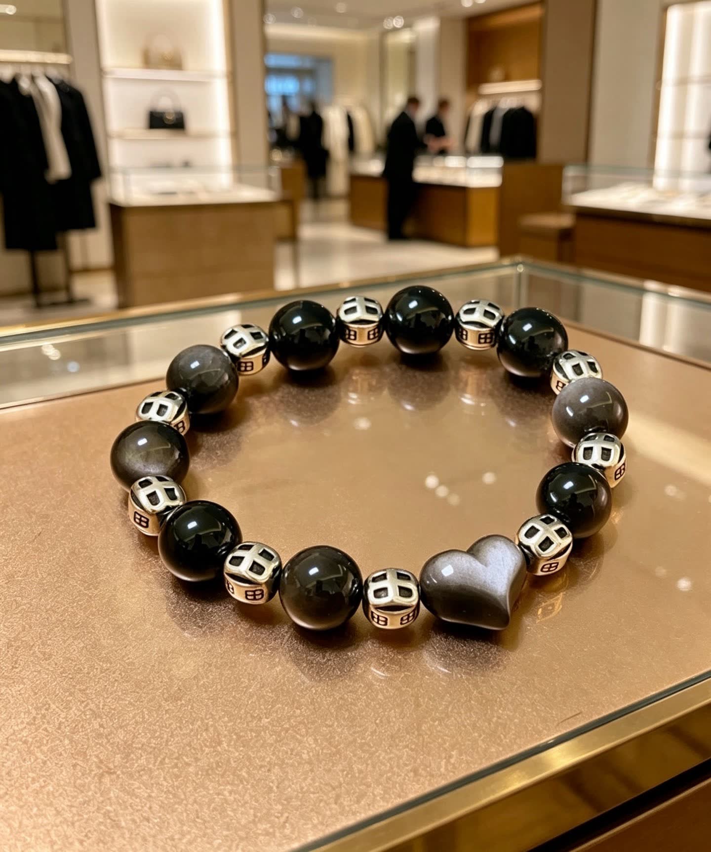 Balenciaga Beaded Bracelet with Heart Charm