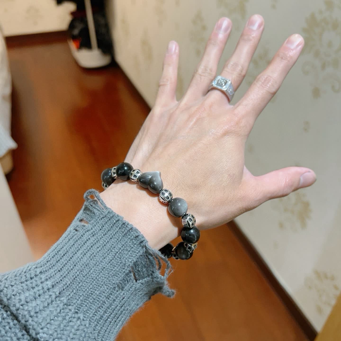 Balenciaga Beaded Bracelet with Heart Charm