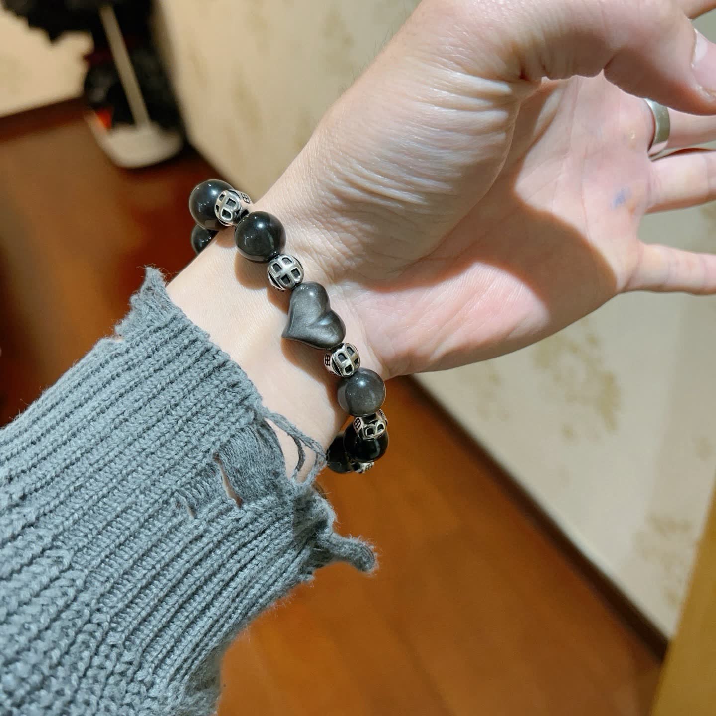 Balenciaga Beaded Bracelet with Heart Charm