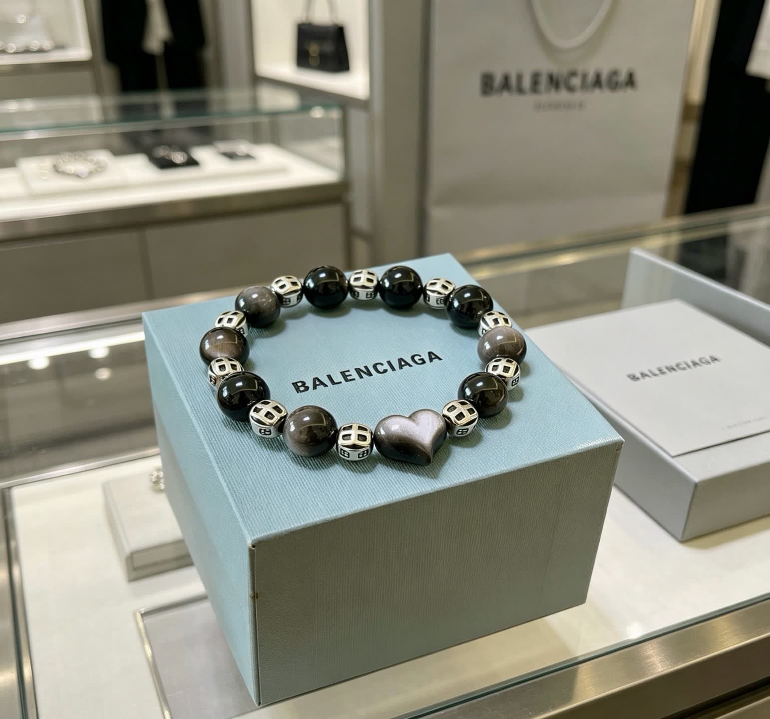 Balenciaga Beaded Bracelet with Heart Charm
