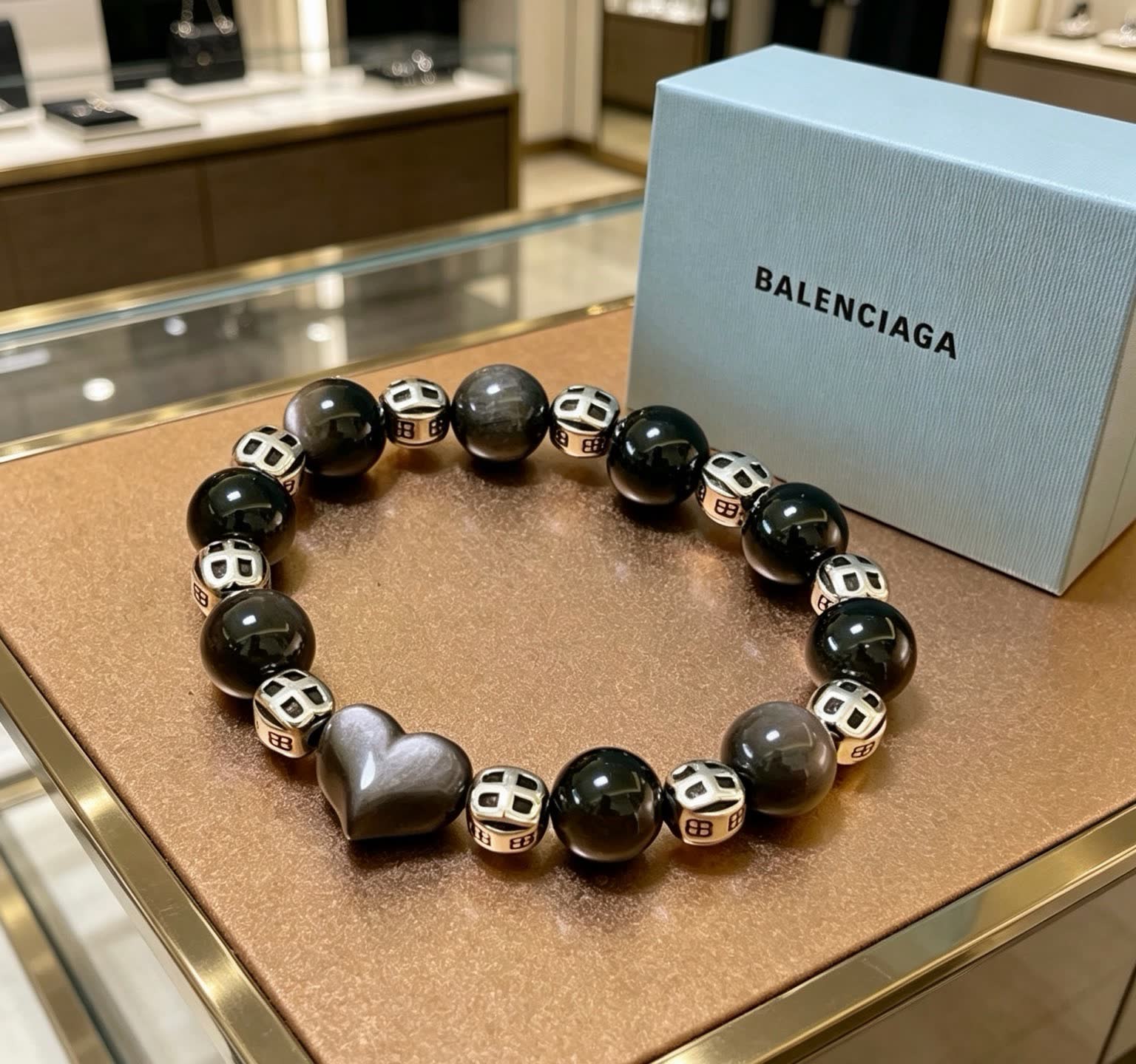 Balenciaga Beaded Bracelet with Heart Charm