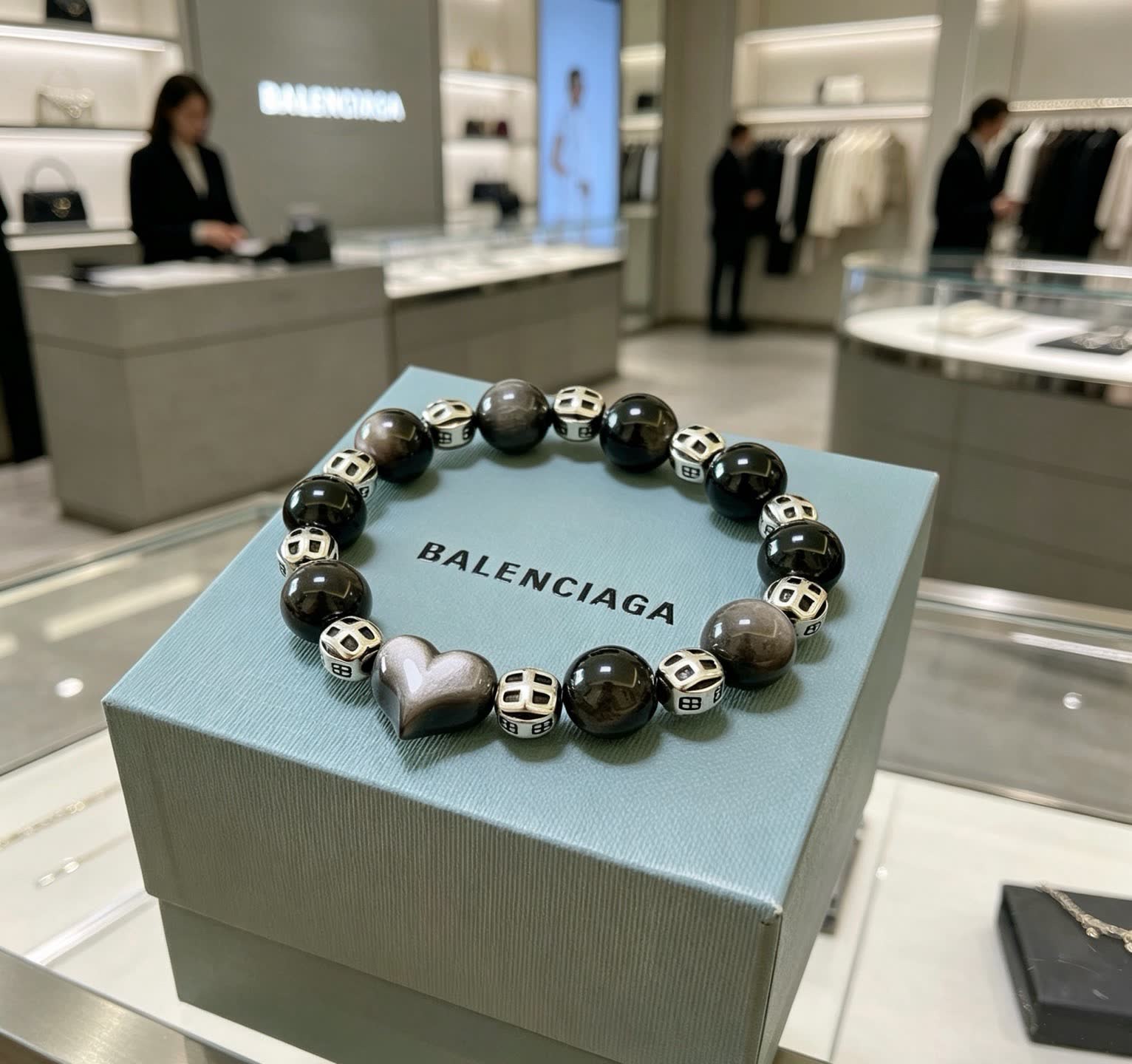 Balenciaga Beaded Bracelet with Heart Charm