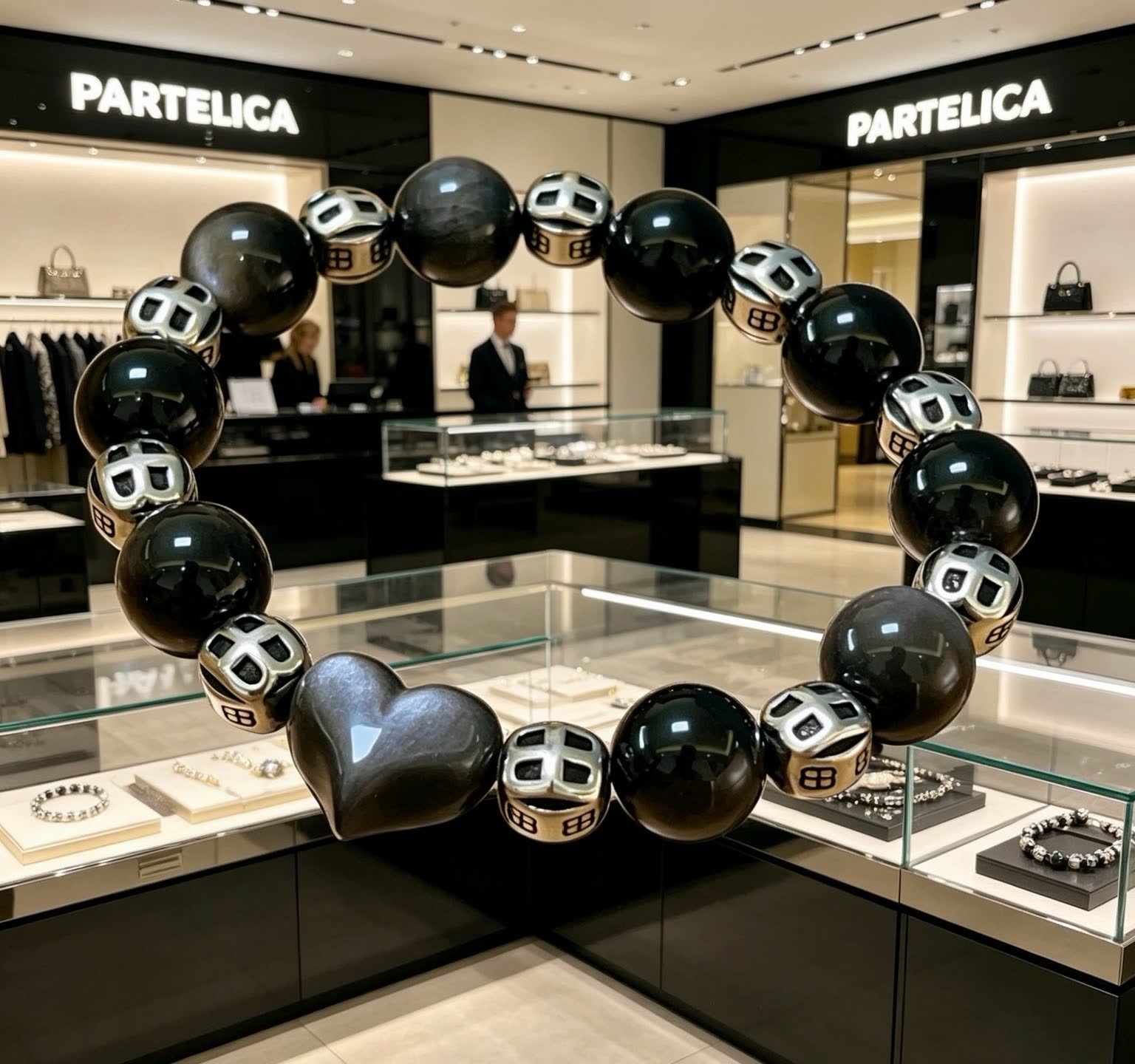 Balenciaga Beaded Bracelet with Heart Charm