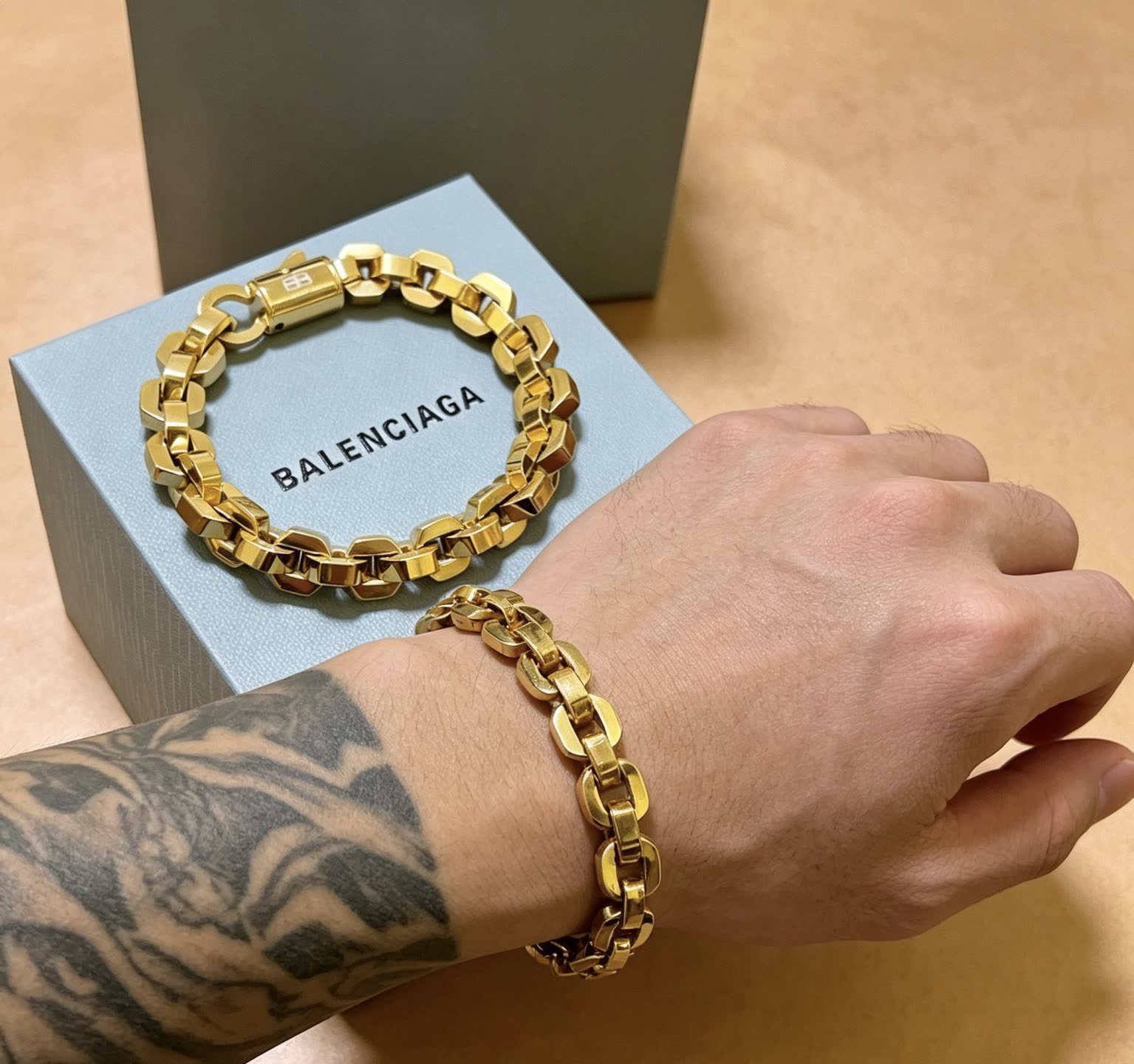Balenciaga Gold Tone Link Bracelet