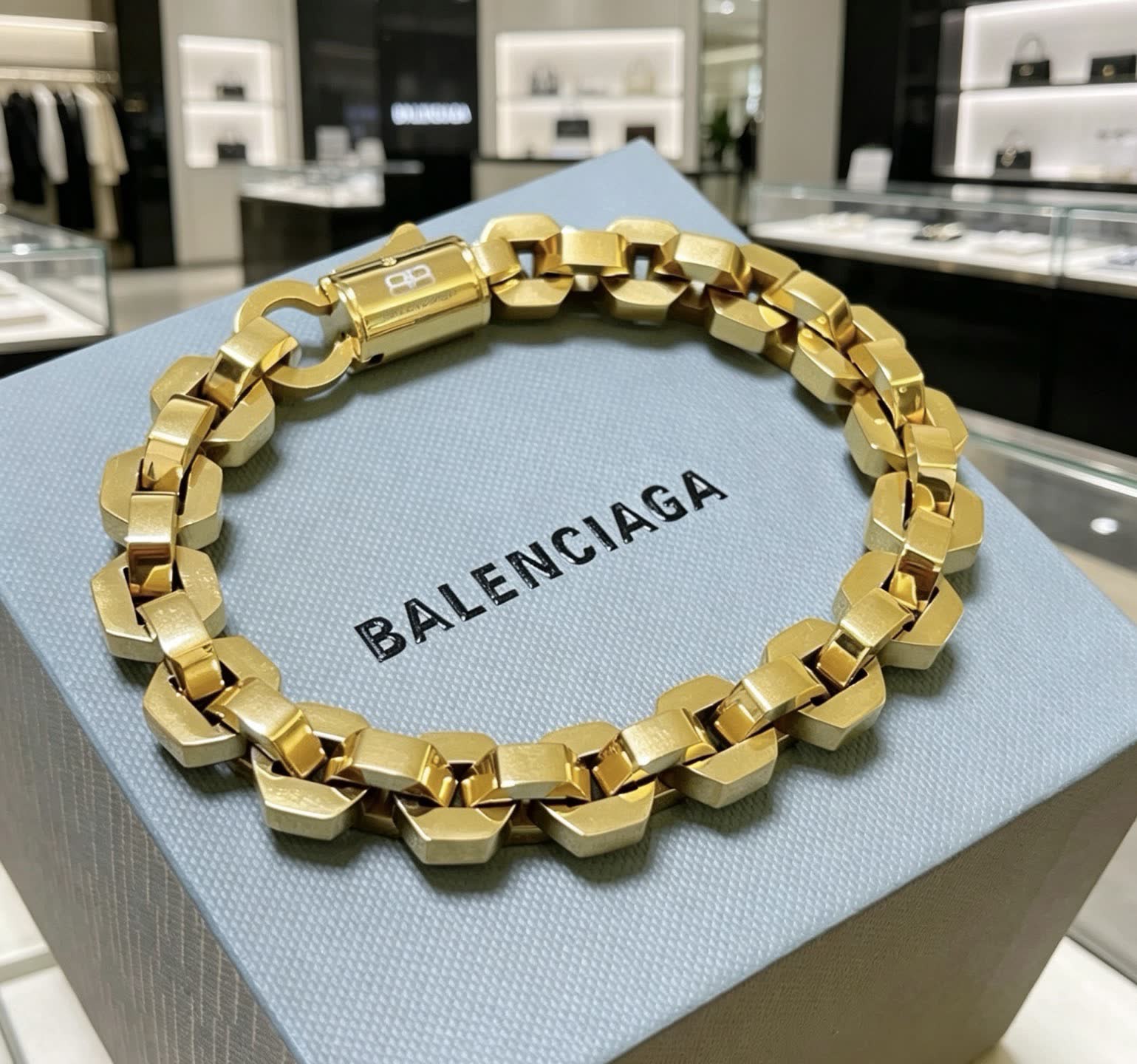 Balenciaga Gold Tone Link Bracelet