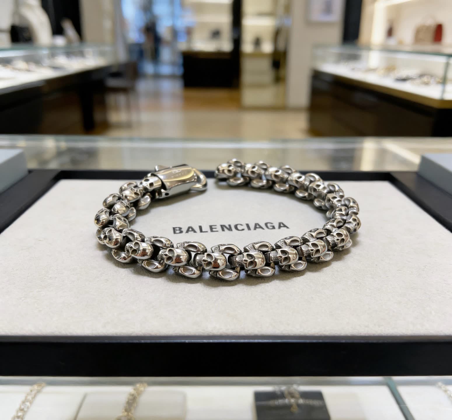 Balenciaga Silver Skull Bracelet