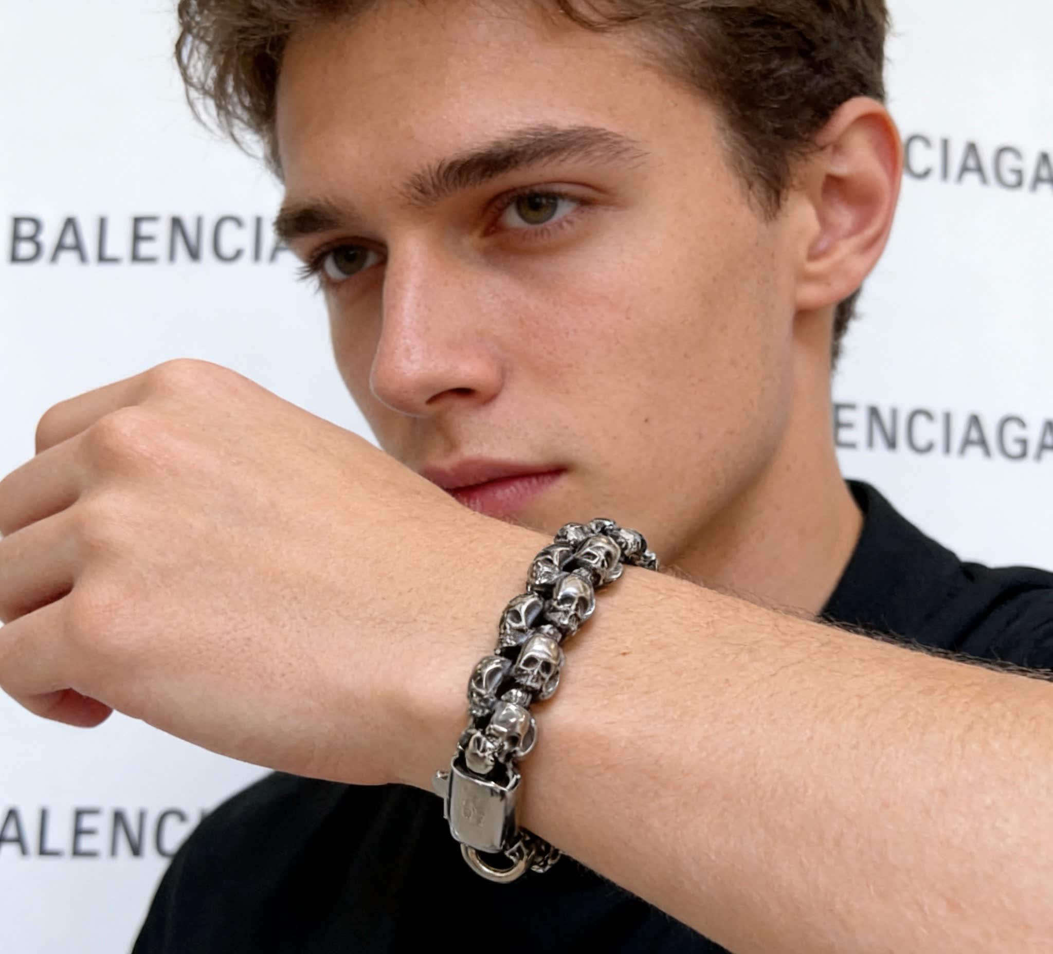 Balenciaga Silver Skull Bracelet