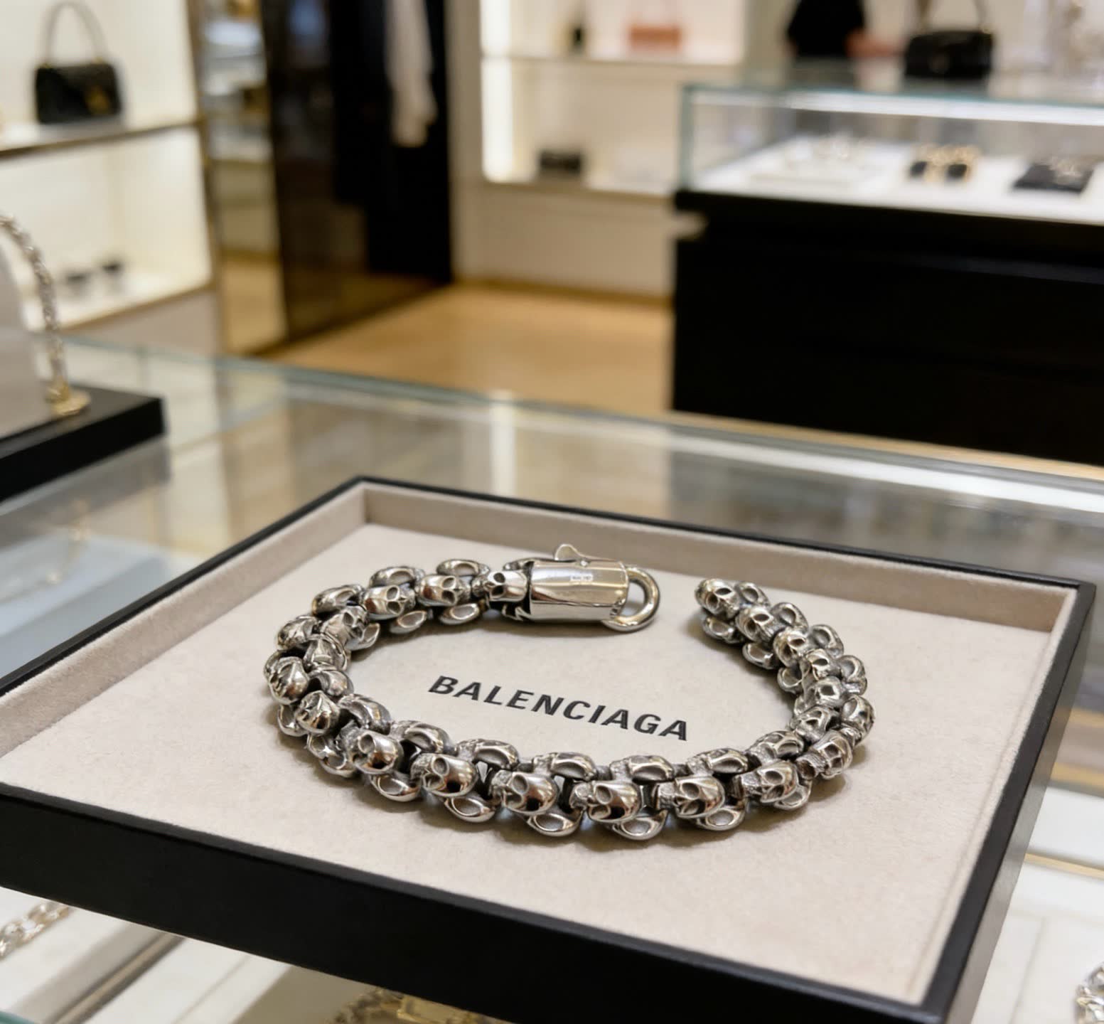 Balenciaga Silver Skull Bracelet
