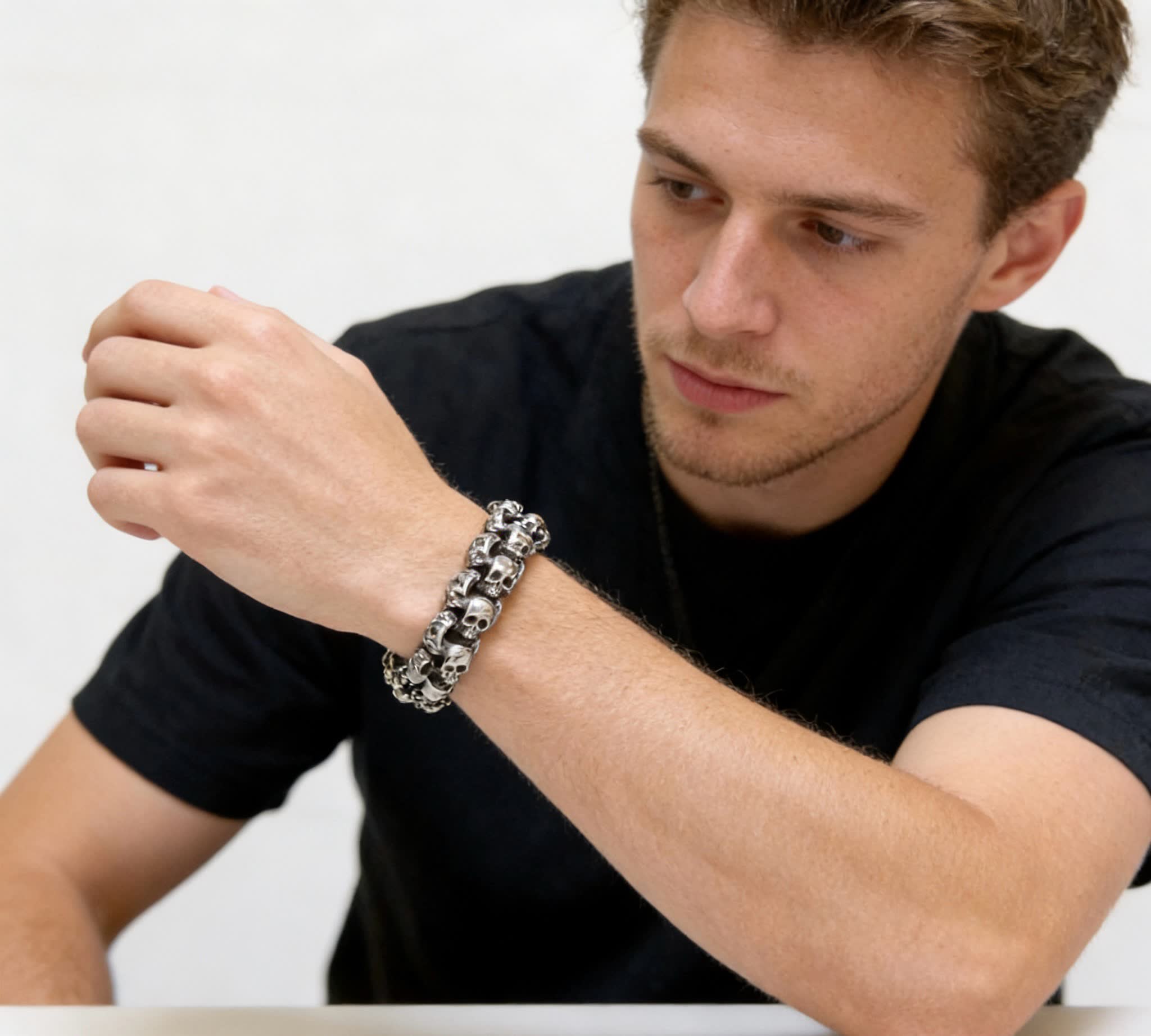 Balenciaga Silver Skull Bracelet