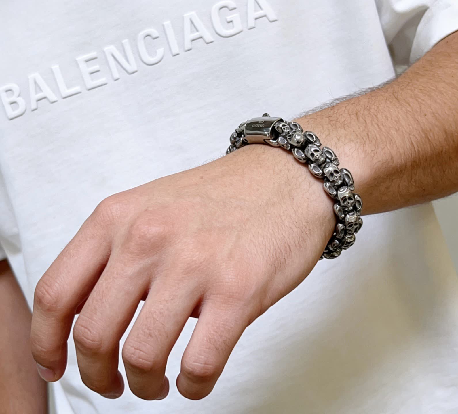 Balenciaga Silver Skull Bracelet