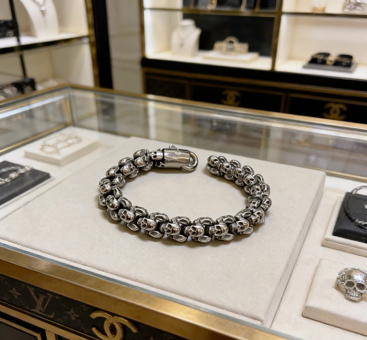 Balenciaga Silver Skull Bracelet