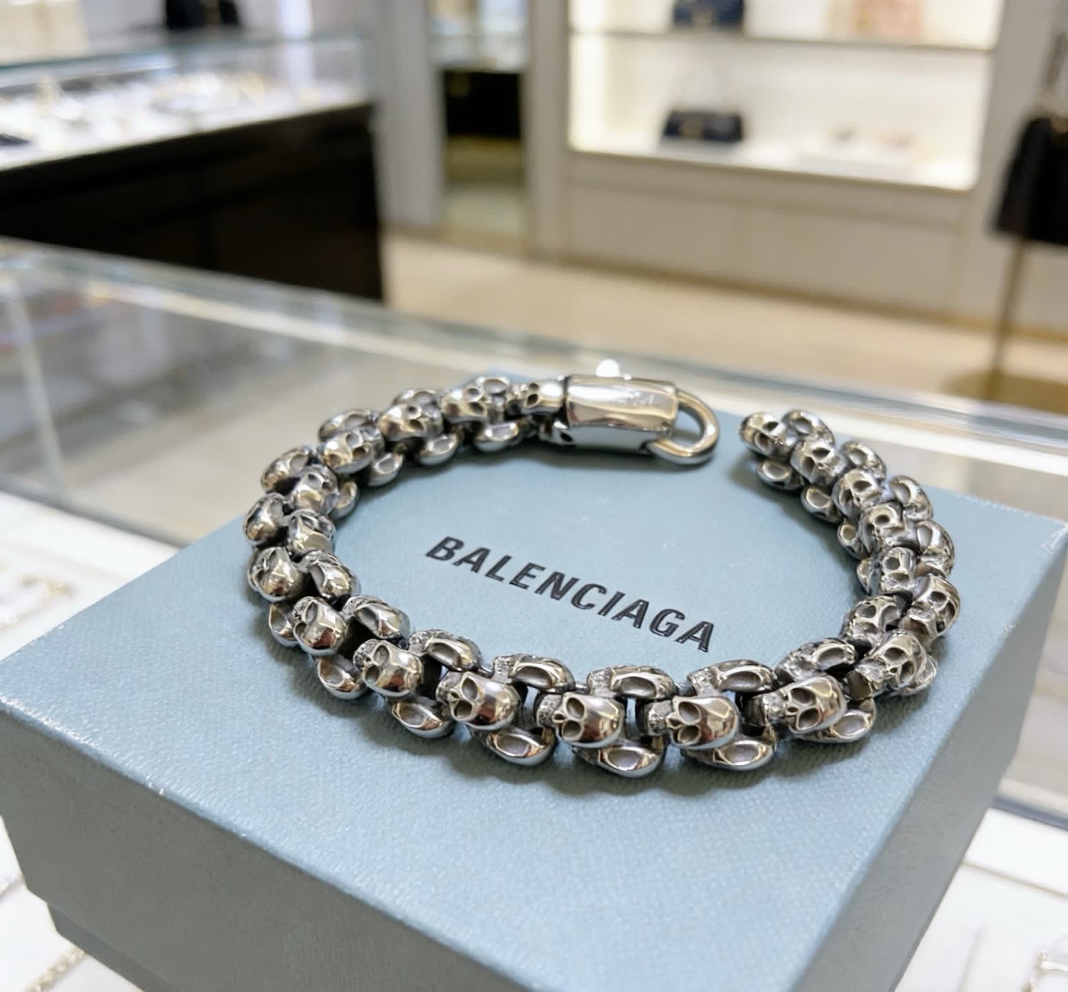 Balenciaga Silver Skull Bracelet