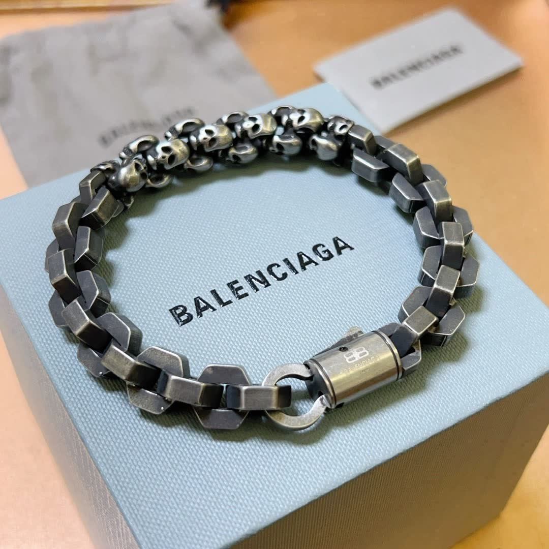 Balenciaga Silver Skull Bracelet