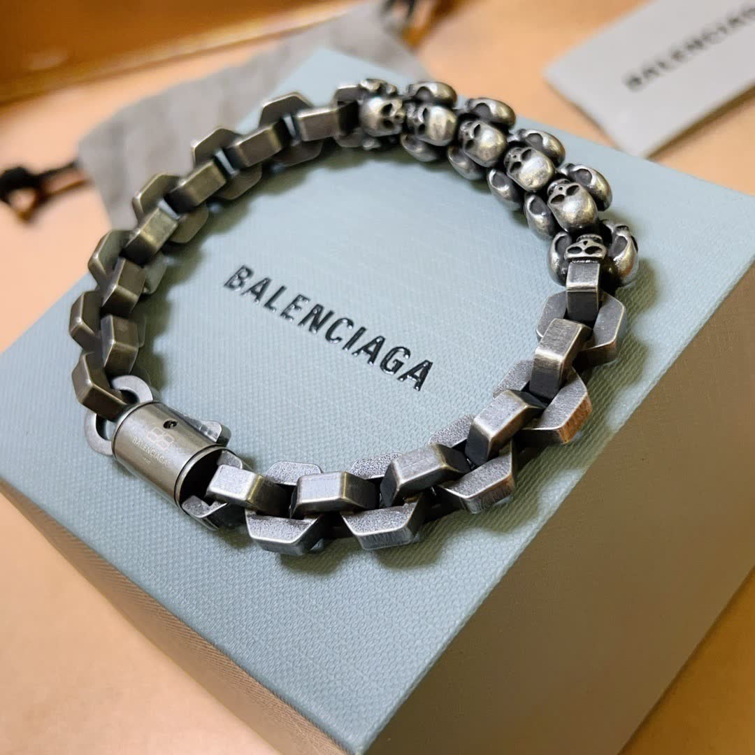 Balenciaga Silver Skull Bracelet