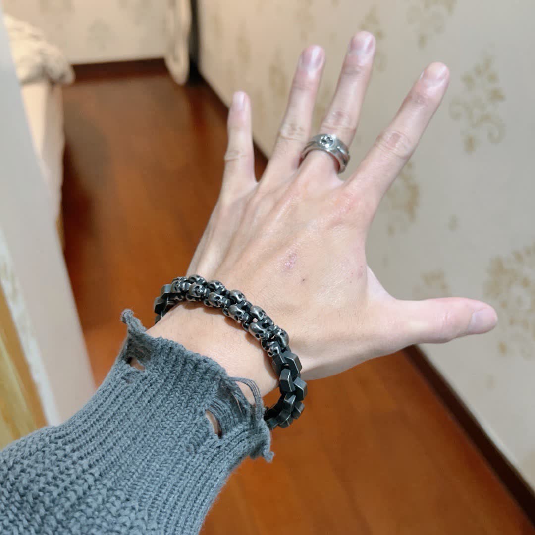 Balenciaga Silver Skull Bracelet