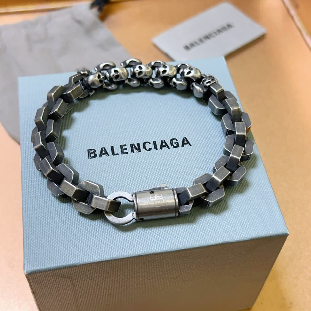 Balenciaga Silver Skull Bracelet