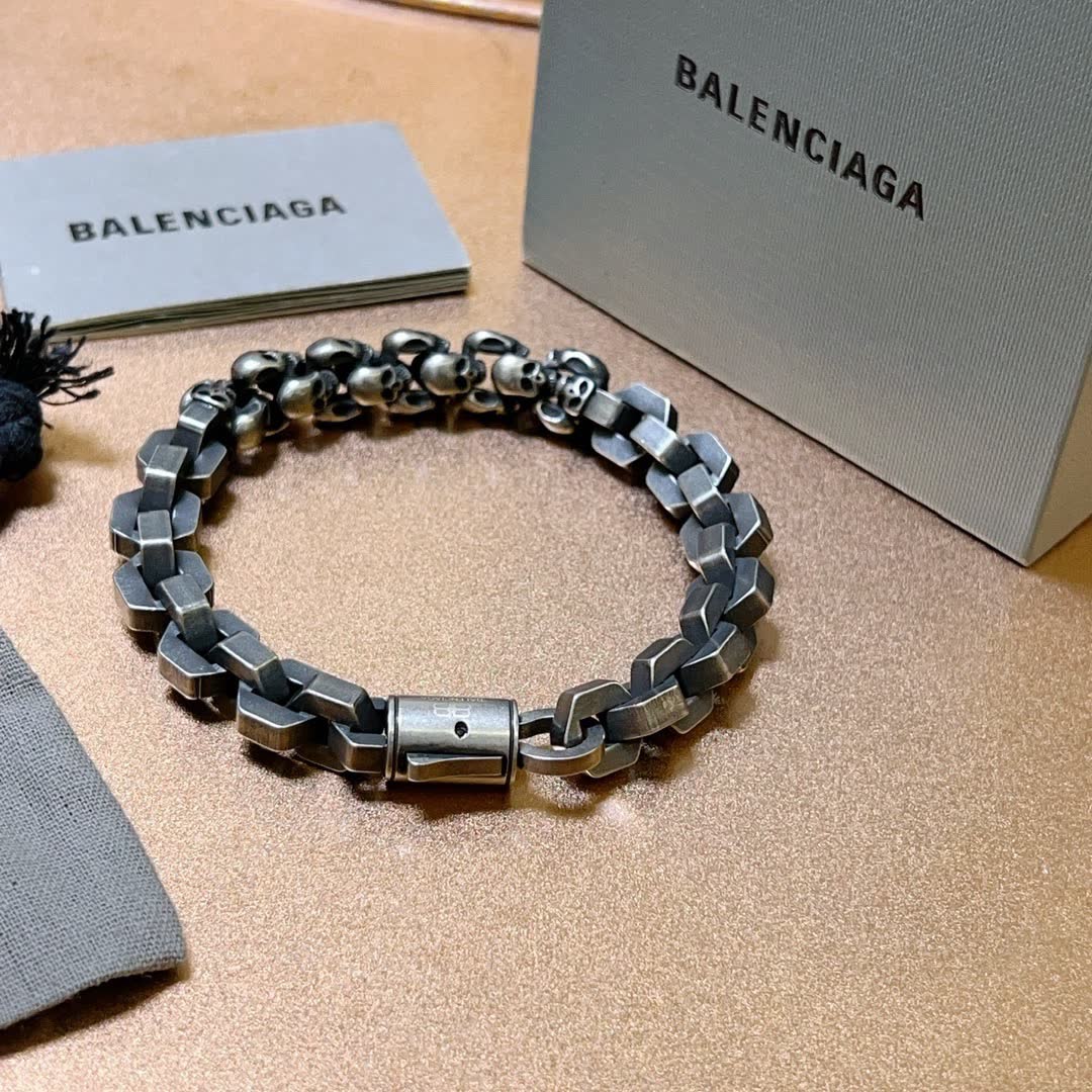 Balenciaga Silver Skull Bracelet