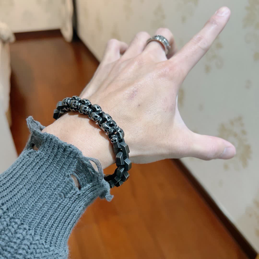 Balenciaga Silver Skull Bracelet