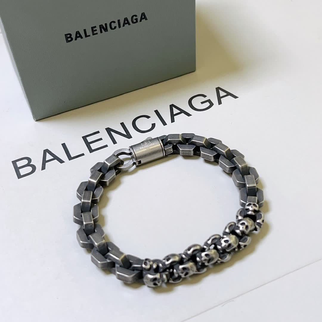 Balenciaga Silver Skull Bracelet