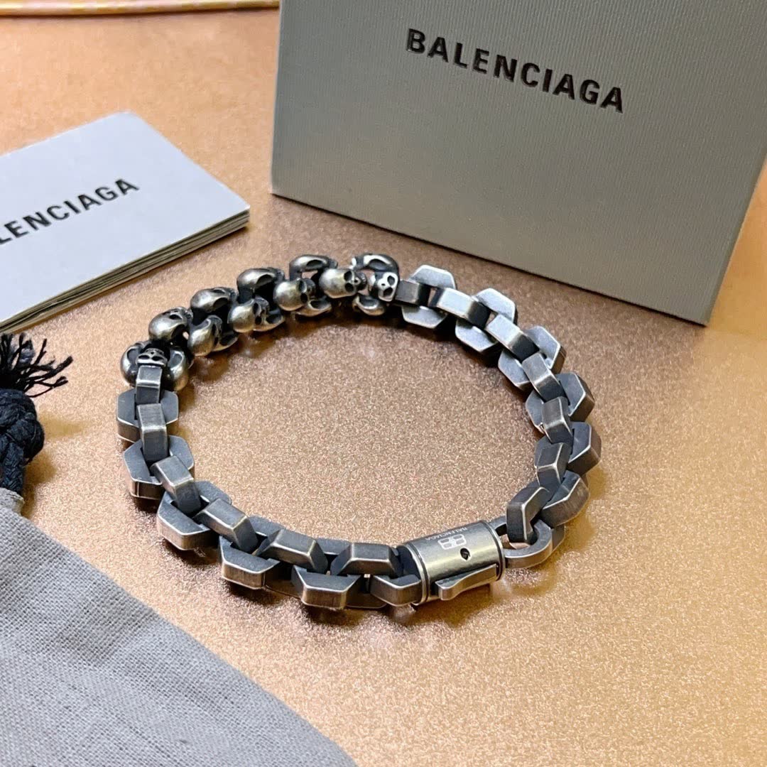 Balenciaga Silver Skull Bracelet