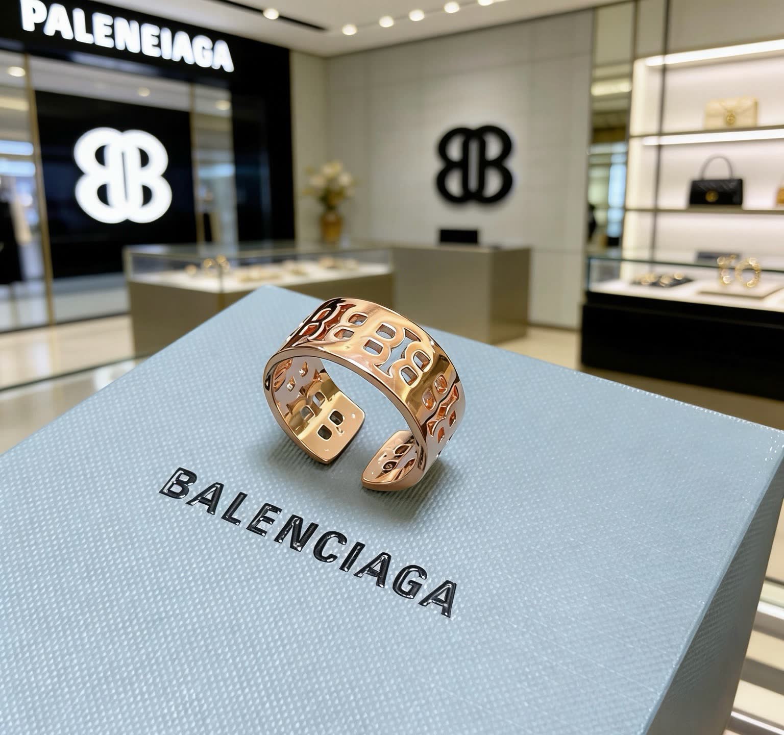 Balenciaga Logo Cuff Bracelet