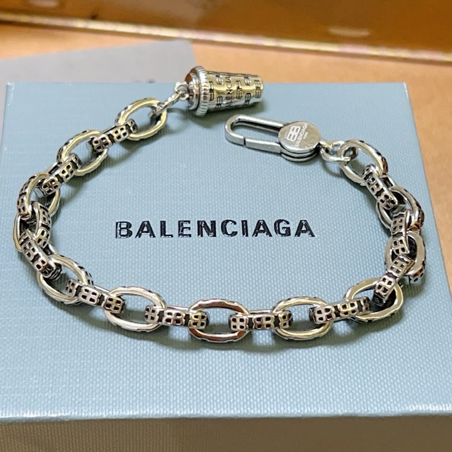 Balenciaga Silver Tone Chain Bracelet