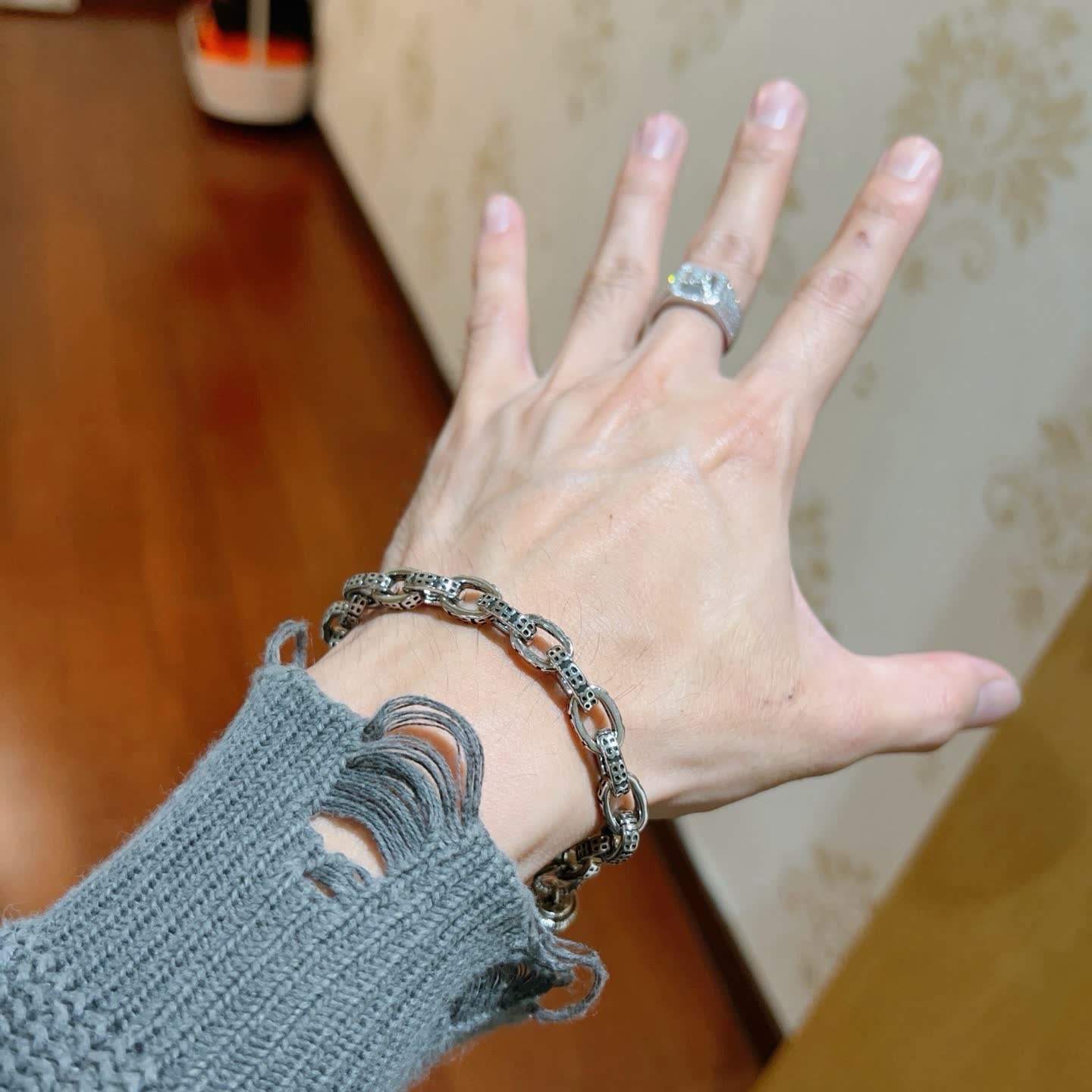 Balenciaga Silver Tone Chain Bracelet