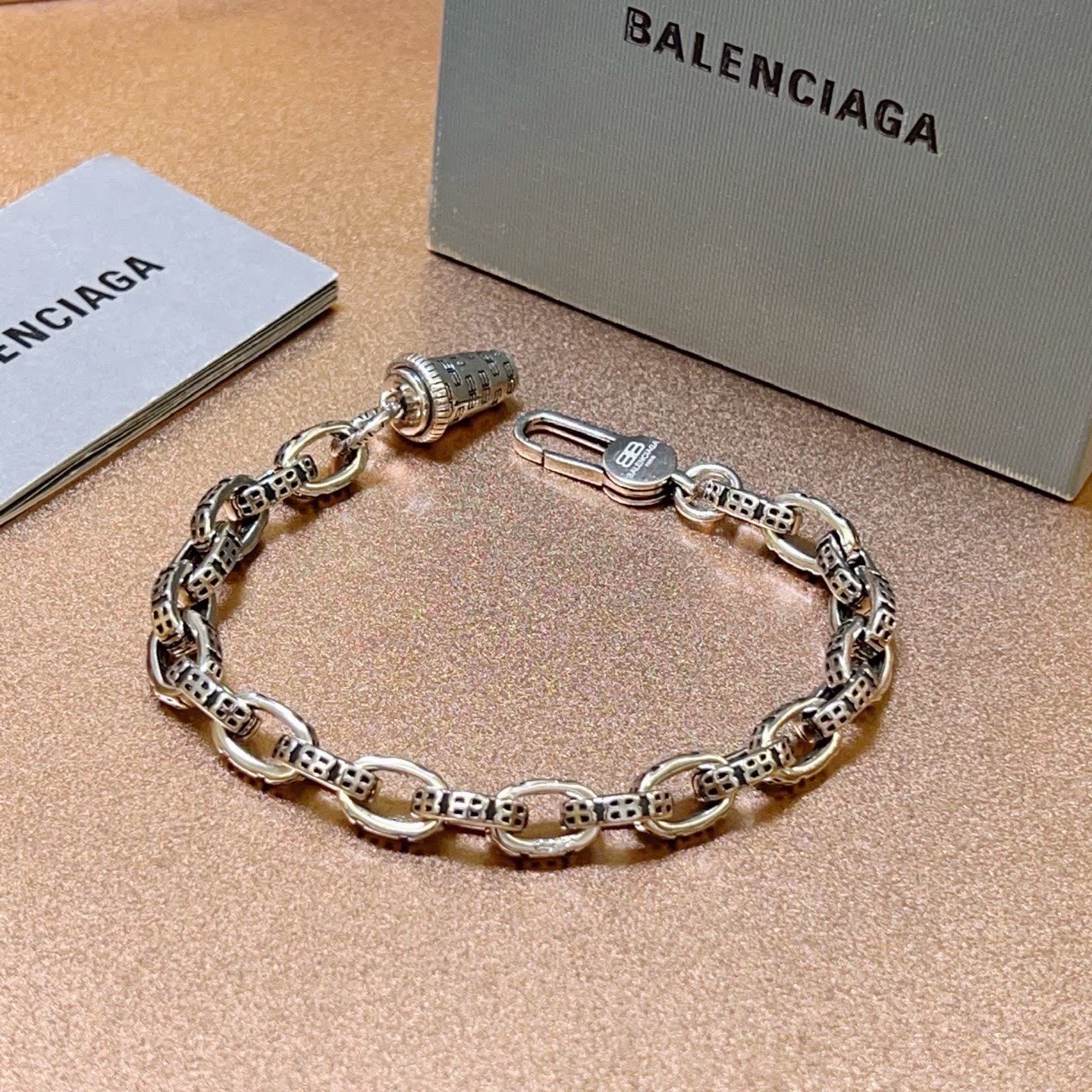 Balenciaga Silver Tone Chain Bracelet