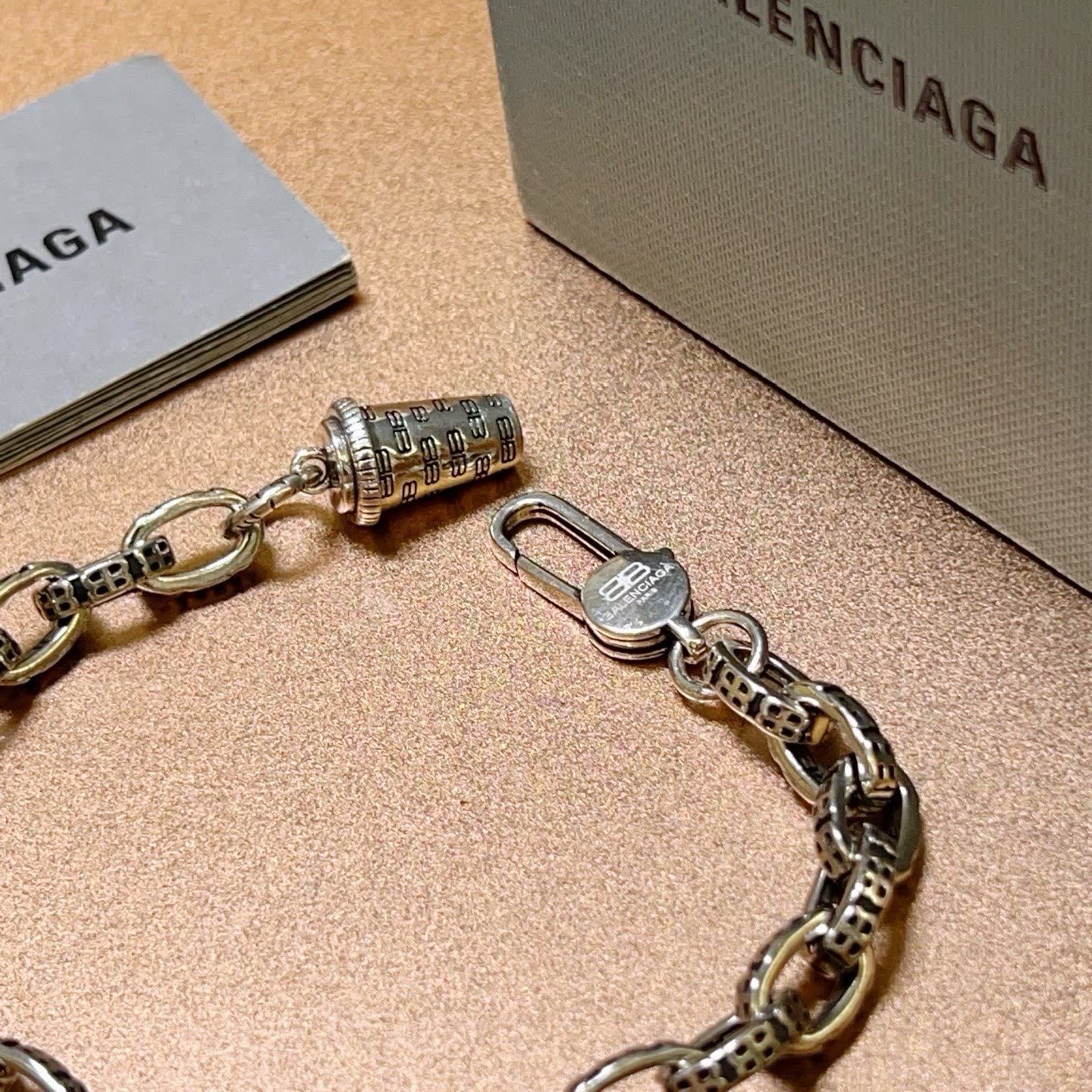 Balenciaga Silver Tone Chain Bracelet