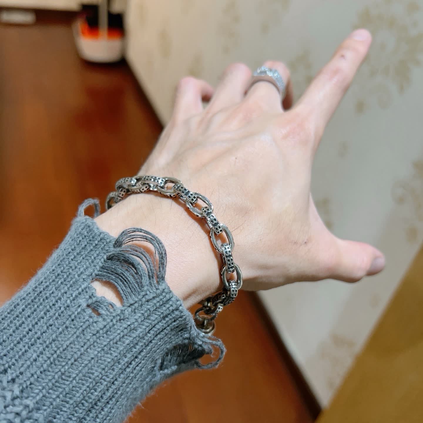 Balenciaga Silver Tone Chain Bracelet