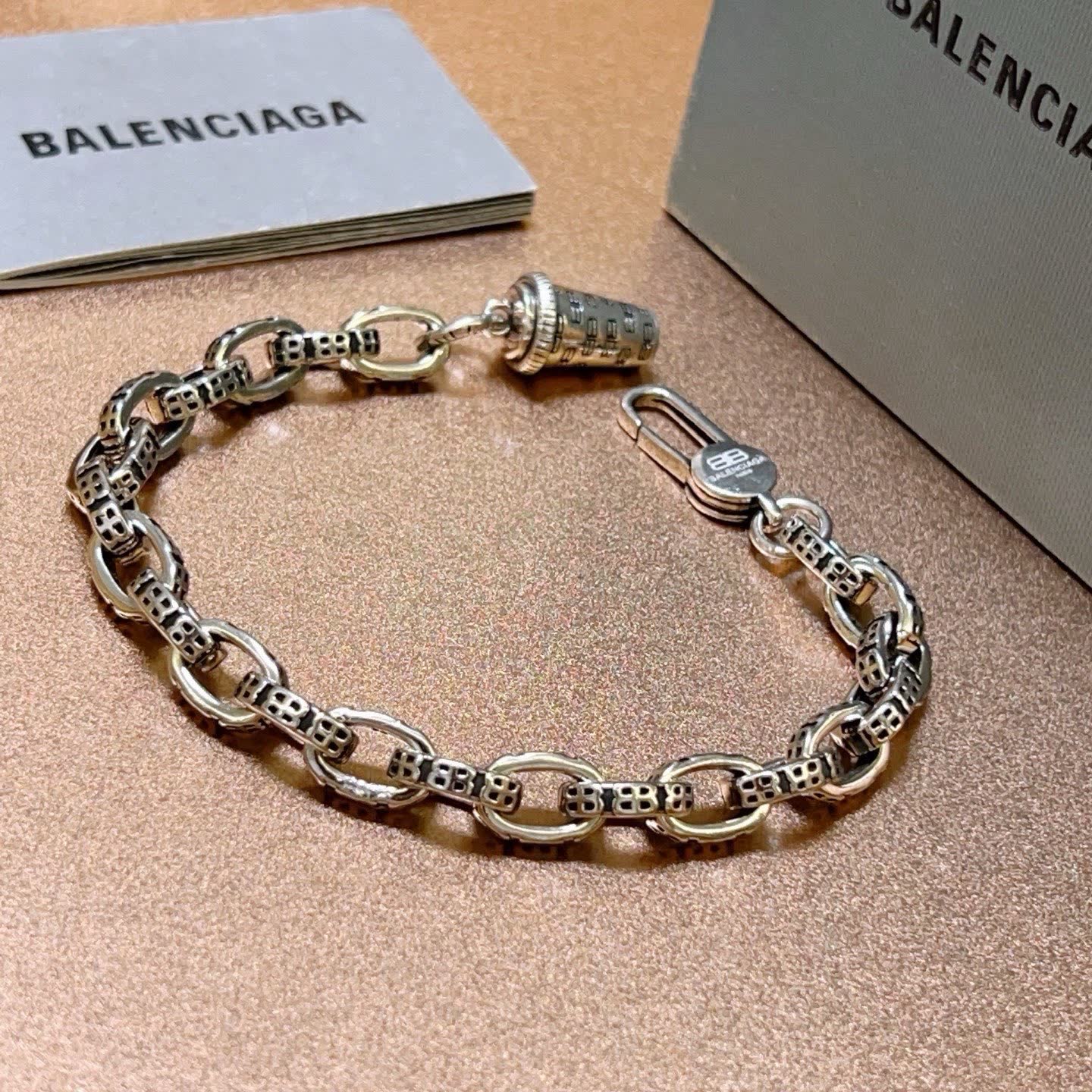 Balenciaga Silver Tone Chain Bracelet