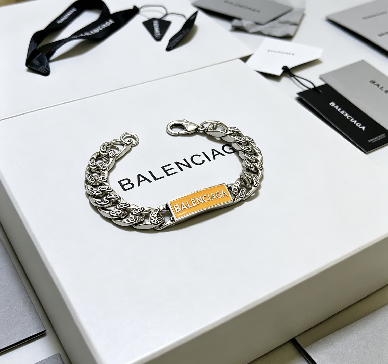 Balenciaga Silver Bracelet with Logo